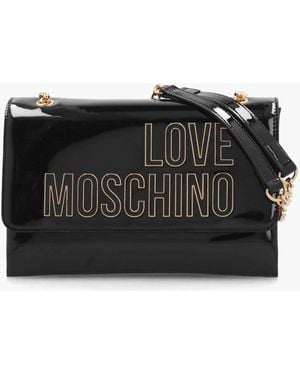 Love Moschino Enamelled Logo Nero Shoulder Bag - Black