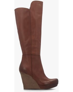 Daniel Wisdom Knee High Wedge Boot - Brown