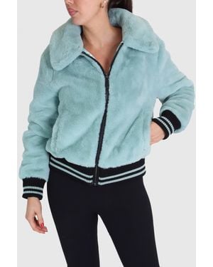 Oakwood Elvira Blue Faux Fur Bomber Jacket