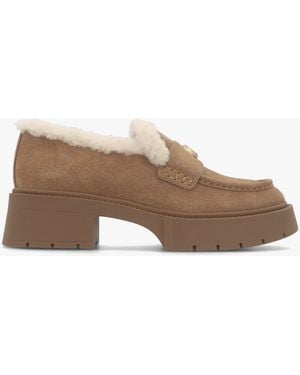 COACH Leah Coconut Natural Suede Platform Loafers - Brown