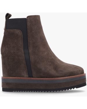 Alpe Azure Suede Wedge Chelsea Boots - Brown