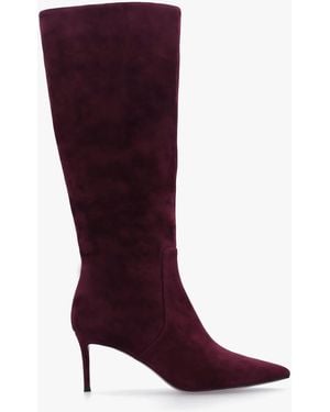 Daniel Saffia Burgundy Suede Slim Heel Knee Boots - Red