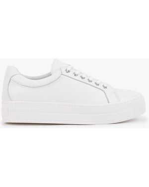 Daniel Piccadilly Circus White Leather Flatform Trainers