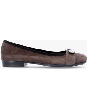 Daniel Linky Grey Suede Embellished Ballet Court Shoes - White