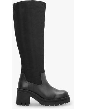 Daniel Bliny Black Leather Block Heel Knee Boots