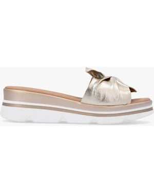 Daniel Rebow Gold Leather Knot Top Mules - Metallic