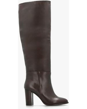Daniel Lottie High Block Heel Knee Boots - Brown