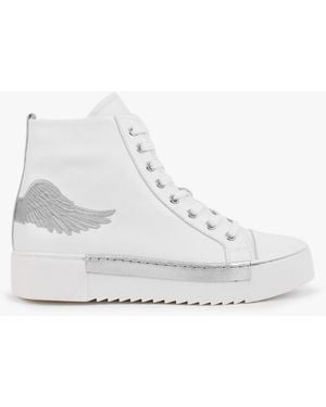 Martel Angels White Leather Silver Wing High Top Trainers