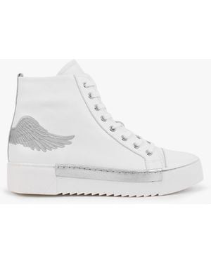 Martel Angels White Leather Silver Wing High Top Sneakers