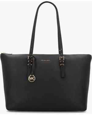 Michael Kors Quinn Large Pebbled Leather Tote Bag - Black