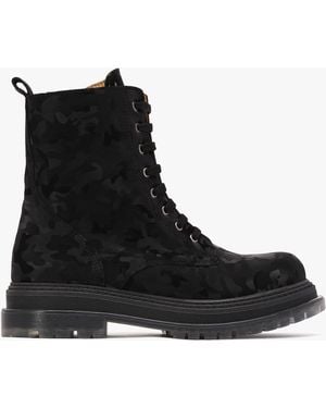Daniel Rammie Black Leather Camo Ankle Boots