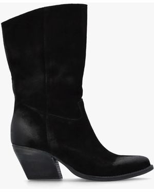 Daniel Genesis Black Leather Western Calf Boots - Blue