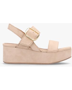 Alpe Altona Beige Suede Flatform Sandals - Natural