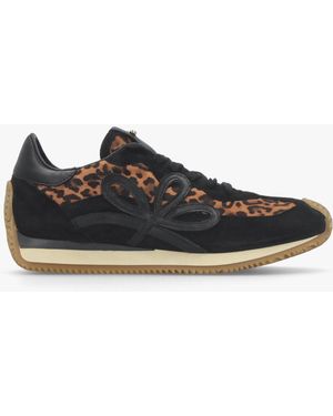 Daniel Movie Leopard Suede & Leather Runner Trainers - Black