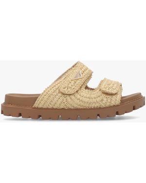Daniel York Woven Straw Two Bar Chunky Mules - White