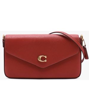 COACH Wyn Enamel Red Crossgrain Leather Cross-body Bag