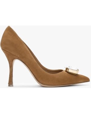 Daniel Natalia Tan Suede Jewelled Court Shoes - Brown