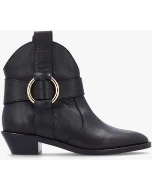 See By Chloé Leather Western Cowboy Boots Leather - Black