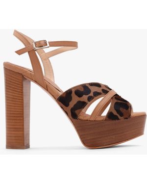 Daniel Darcey Leopard Calf Hair Platform Heeled Sandals - Brown