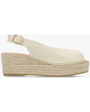 Daniel Jeep Cream Leather Peep Toe Wedge Espadrilles - Natural