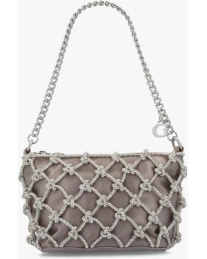 Guess Zalina Diamante Knot Top Zip Shoulder Bag - White