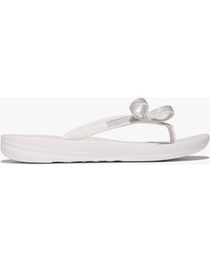 Fitflop Iqushion Glitz-Bow Flip-Flops - White