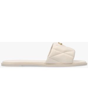 COACH Holly Quilted Chalk Leather Flat Mules - White
