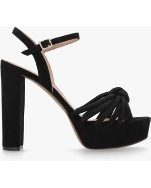 Daniel Aknot Black Suede Platform Heeled Sandals