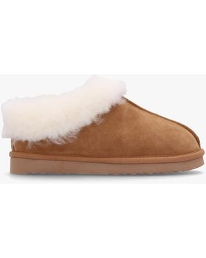 Daniel Somolly Tan Suede Shearling Slippers - Brown