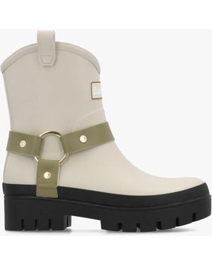 Barbour Elley Harness Light Oak Bleached Wellington Boots - White