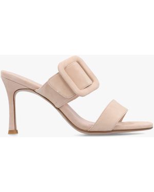 Daniel Eilish Nude Suede Buckle Heeled Mules - White