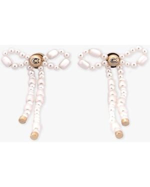 COACH Pearl Bow Drop Earrings - White