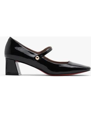 Daniel Sellasia Leather Block Heel Mary Jane Court Shoes - Black