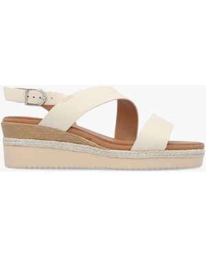 Moda In Pelle Joani Cream Strappy Low Wedge Sandals - White