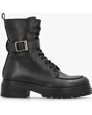 Daniel Boman Black Leather Lace Up Biker Boots