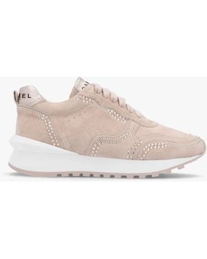 Daniel Arabella Taupe Suede Crystal Embellished Sneakers - White