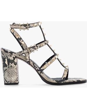 Daniel Pitter Leather Studded Block Heeled Sandals - Metallic