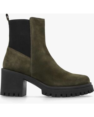 Daniel Luxor Green Suede Block Heel Chelsea Boots - Brown