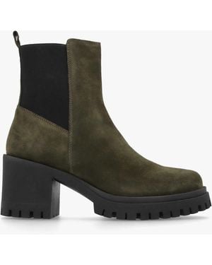 Daniel Luxor Green Suede Block Heel Chelsea Boots - Brown