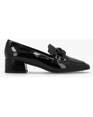 Luca Grossi Black Patent Leather Chain Link Low Heel Loafers