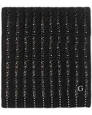 Guess Knitted G Logo Diamante Scarf - Black