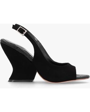 Daniel Margot Black Suede Sculpted Wedge Sandals