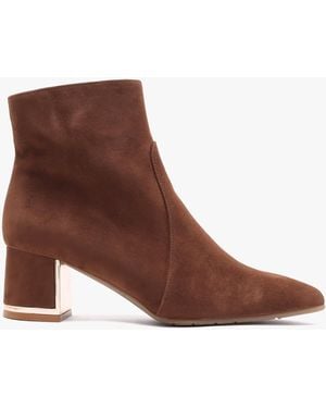 Luca Grossi Tan Suede Block Heel Ankle Boots - Brown