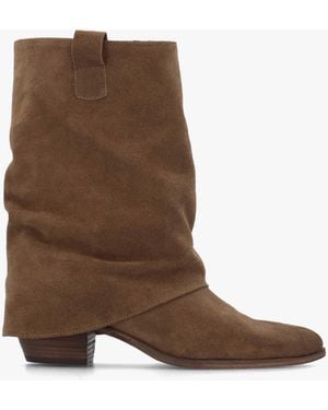 Daniel Gertie Fold Over Stacked Heel Calf Boots - Brown