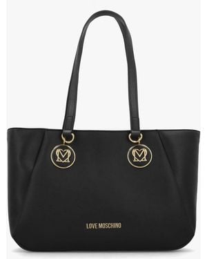 Love Moschino Double Heart Logo Nero Shopper Bag - Black