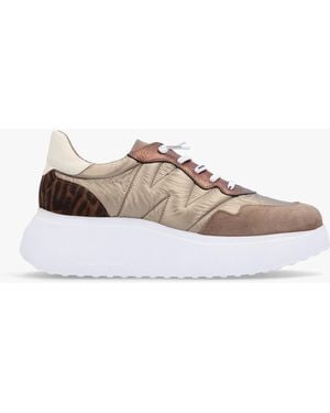 Wonders Roma Taupe Mixed Textile Chunky Trainers - White