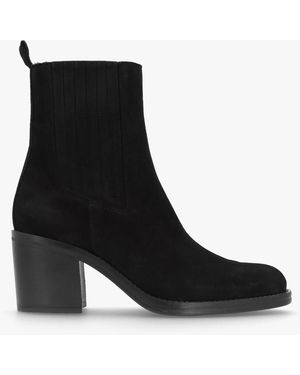 Alpe Adios Black Suede Western Chelsea Mid-heel Boots