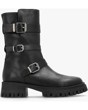 Daniel Niker Black Leather Tall Biker Boots