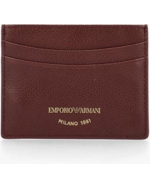 Emporio Armani Tumbled Leather Card Case - Purple