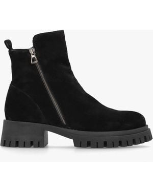 Daniel Lagos Black Suede Chunky Low Block Heel Ankle Boots